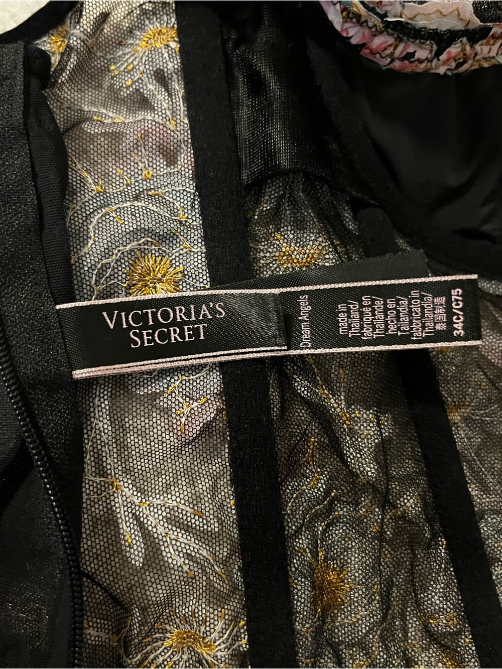 Victoria’s Secret Dream Angels Unlined Corset Top Floral Embroidered Black 34 C - Picture 10 of 10